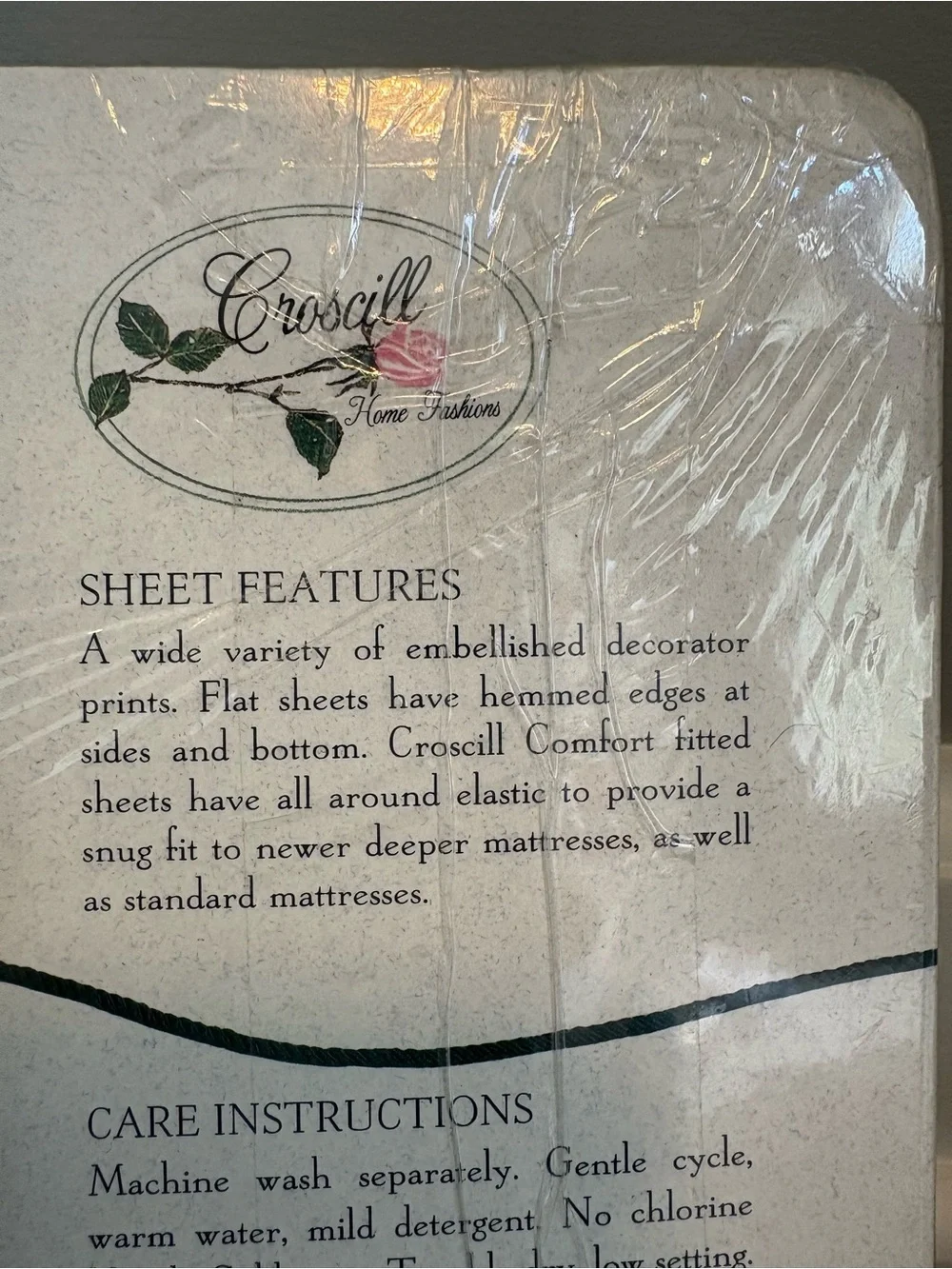 Croscill Vintage Twin Sheet Set Cream With Green Vine 180 Percale Jade